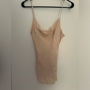 Cream satin cowl neck tank top